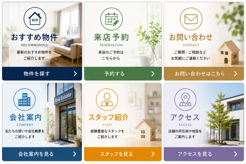 不動産会社のリッチメニュー例